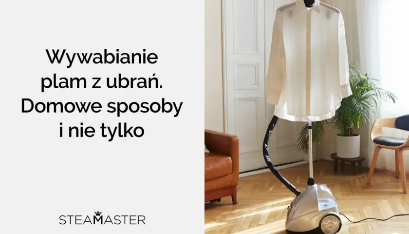 Parowy generator z koszulą na wieszaku, gotowy do walki z trudne plamy niewiadomego pochodzenia.