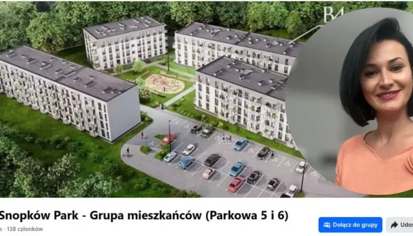 Osiedle Snopków Park: nowoczesne bloki mieszkalne otoczone zielenią, plac zabaw i parking. Grupa mieszkańców zaprasza do wspólnoty.