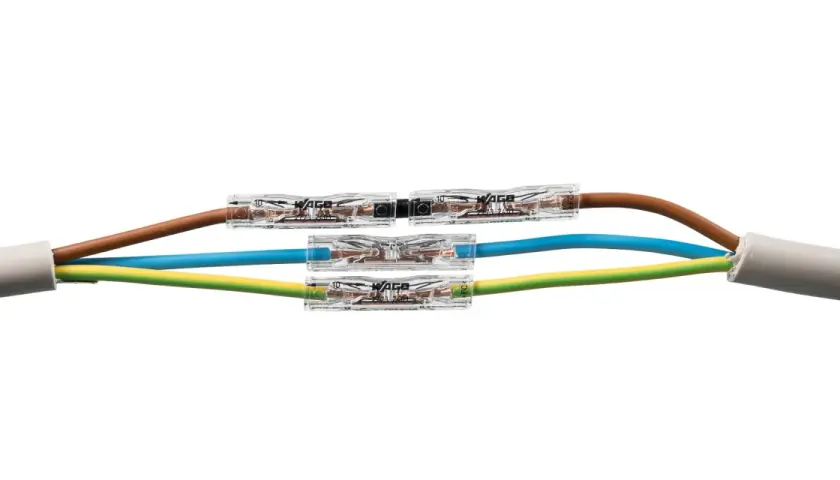 Szybkie i bezpieczne łączenie przewodów elektrycznych, idealne gdy trzeba przedłużyć przewód elektryczny w ścianie.