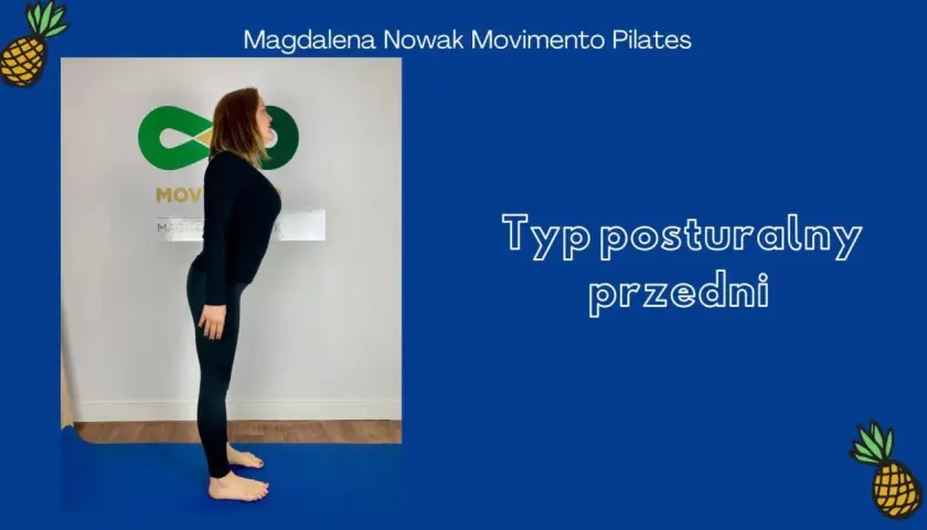 Kobieta prezentuje typ posturalny przedni, co może być częścią testu Matthiasa.