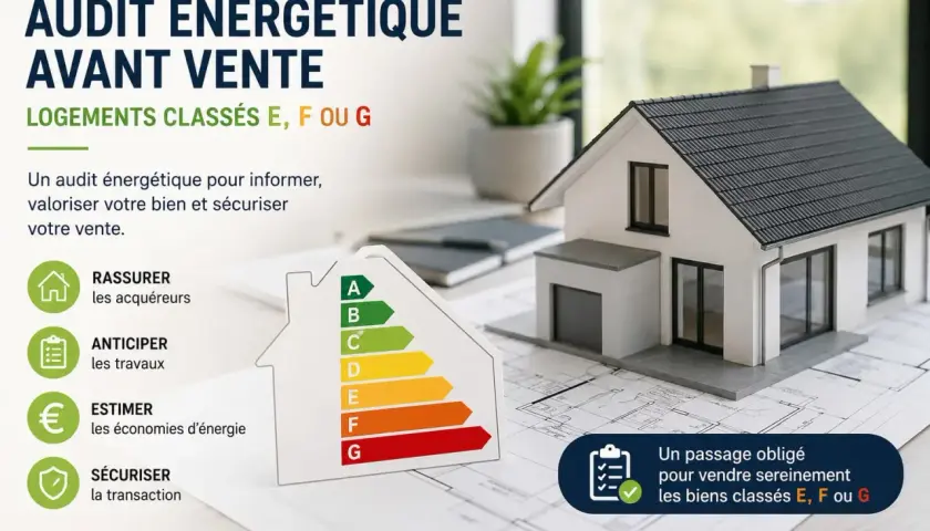 Audit énergétique avant vente : rassurez, anticipez, estimez et sécurisez la transaction de votre logement classé E, F ou G.