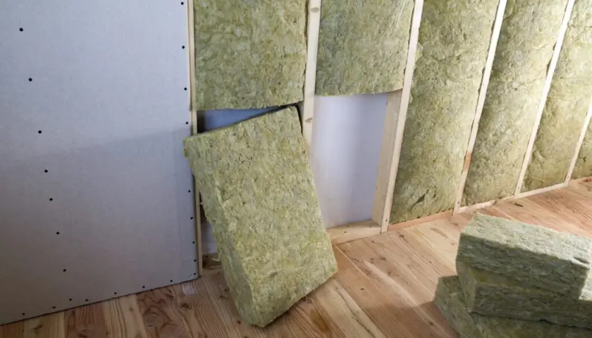 Pannelli isolanti in lana di roccia pronti per la riqualificazione energetica di un sottotetto.