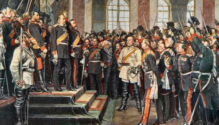 Männer in Uniformen, die eine Zeremonie abhalten, symbolisieren die "politik der freien hand".