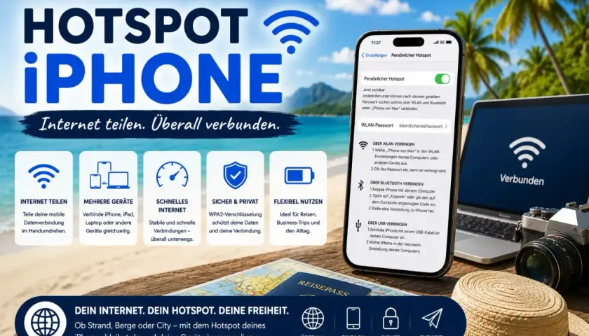 iPhone Hotspot: Internet teilen für Android & Co. Überall verbunden, egal ob am Strand oder in der City.