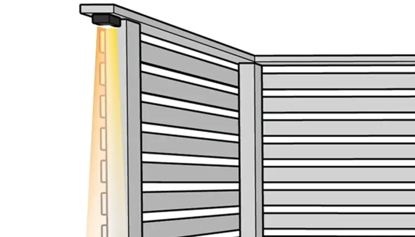 En illustration av en soptunneskydd med en ljusstråle som lyser ner.
