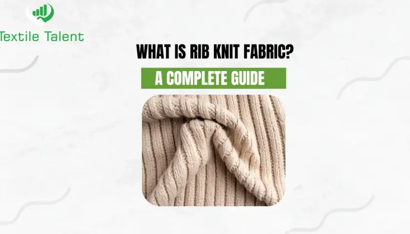 Close-up of beige rib knit fabric, showcasing its vertical ridges and textured weave. This image explains what is rib knit fabric.