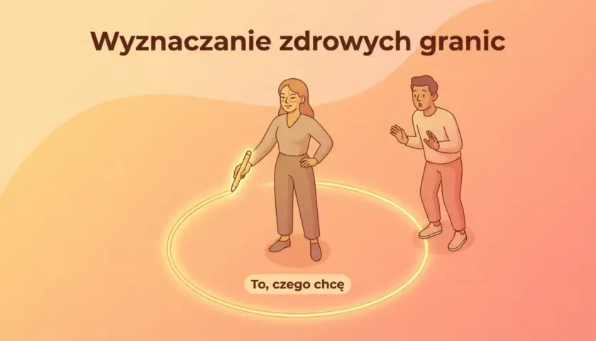 Kobieta rysuje okrąg, wyznaczając granice. To klucz do tego, jak poprawić relacje w związku, gdy czujesz się niepewnie.