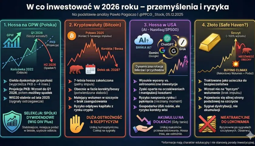 Analiza inwestycji w 2026: GPW, Bitcoin, USA (AI), Złoto. Czy warto inwestować w fundusze inwestycyjne? Ostrożność kluczem.
