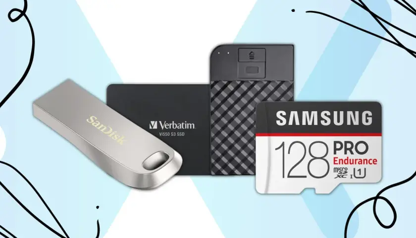 Nośniki pamięci masowej, takie jak pendrive, SSD i karta microSD, służą do przechowywania danych.