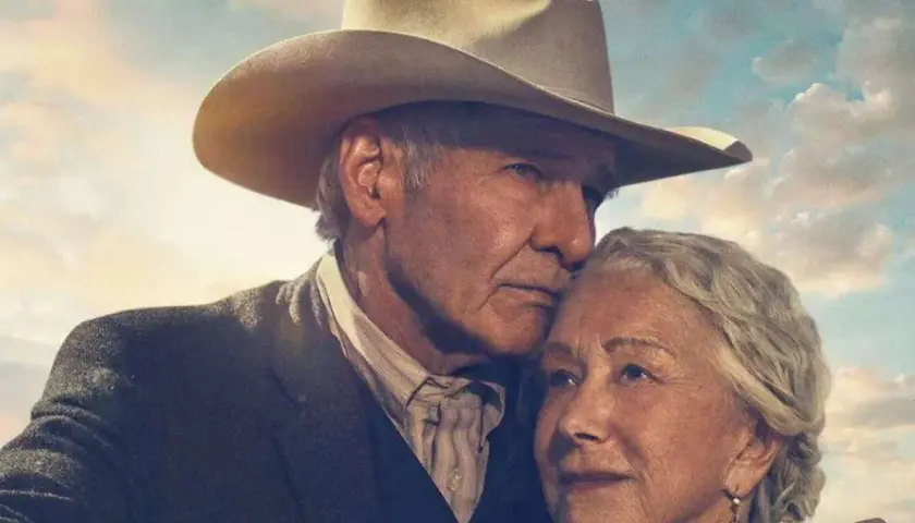 Harrison Ford w kapeluszu kowbojskim i Helen Mirren w filmie 1923.