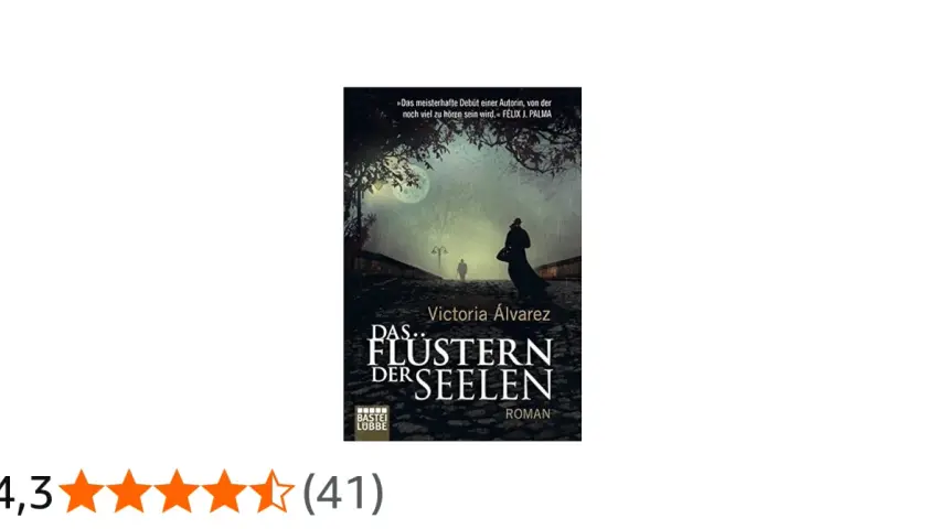 Das Cover des Romans "Das Flüstern der Seelen" zeigt eine neblige Allee mit zwei einsamen Figuren, die im Mondlicht gehen.