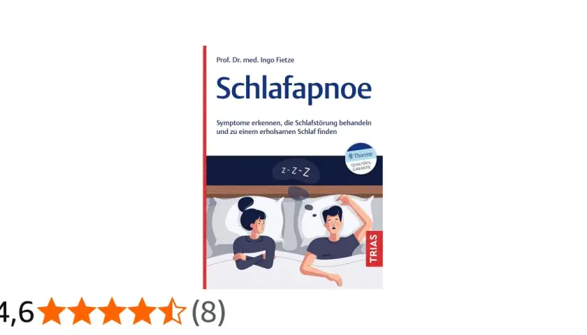 Buchcover: "Schlafapnoe". Ein Mann schnarcht, seine Partnerin ist genervt. Hilft bei Schlafstörungen.