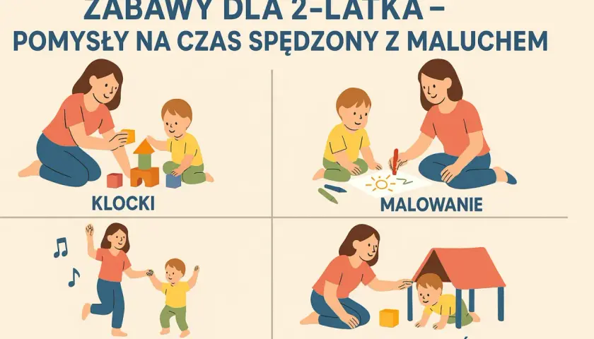 Zabawy dla dwulatka: budowanie z klocków, malowanie, taniec i tor przeszkód. Pomysły na wspólne chwile z maluchem.
