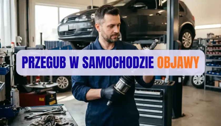 Mechanik pokazuje przegub w samochodzie, omawiając objawy jego zużycia.