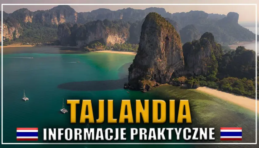 Piękne krajobrazy Tajlandii, turkusowa woda, łodzie i góry. Czy w Tajlandii jest bezpiecznie? Praktyczne informacje dla podróżujących.