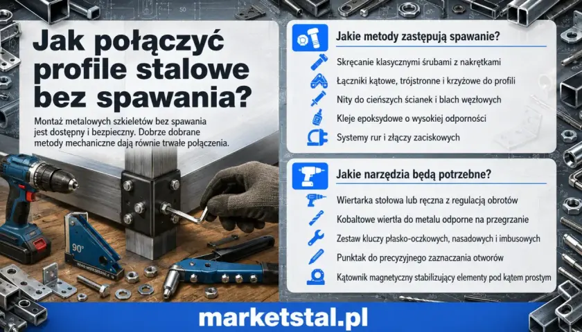 Jak łączyć rury stalowe bez spawania? Montaż profili metalowych za pomocą śrub, nitów, klejów lub systemów zaciskowych. Narzędzia i metody.