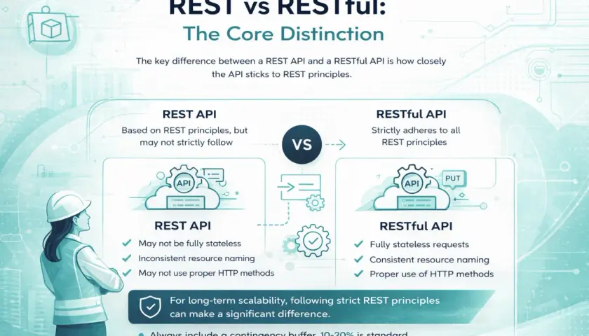 Comparaison REST API vs RESTful API : une API REST peut ne pas suivre strictement les principes REST, contrairement à une API RESTful.