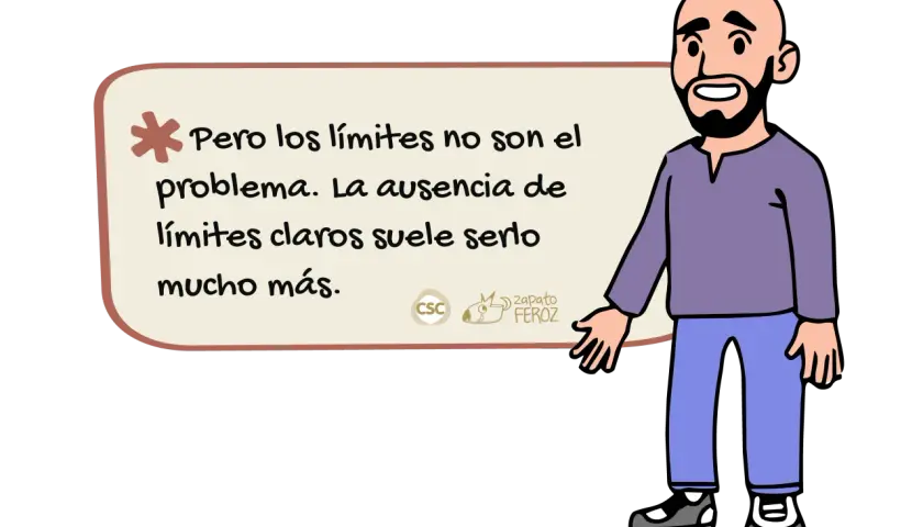 Un hombre calvo con barba sonríe y habla sobre los límites, quizás en relación con las pantallas de los niños.