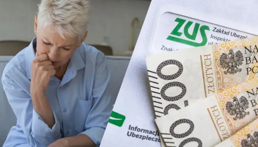 Zmartwiona starsza pani i banknoty 200 zł. Zastanawia się, ile wynosi 13 emerytura.