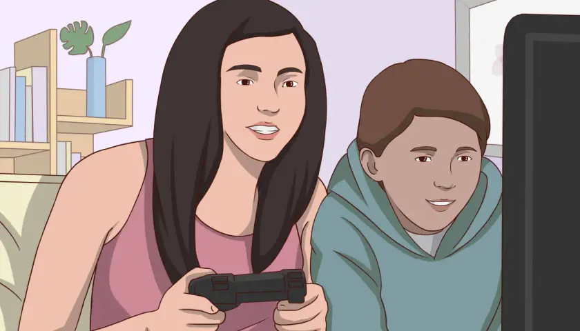 Ragazza e ragazzo giocano ai videogiochi, un'ottima idea per le cose da fare quando ti annoi per ragazze.