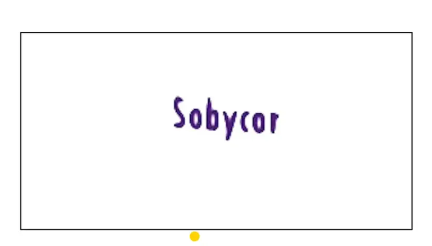 Fioletowy napis "Sobycor" na białym tle.