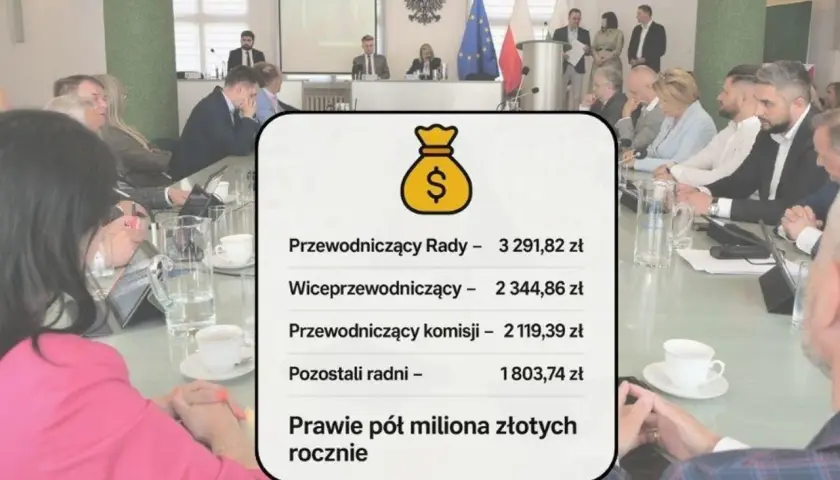 Zdjęcie przedstawia zebranie rady osiedla z widocznym na pierwszym planie podsumowaniem diet radnych.