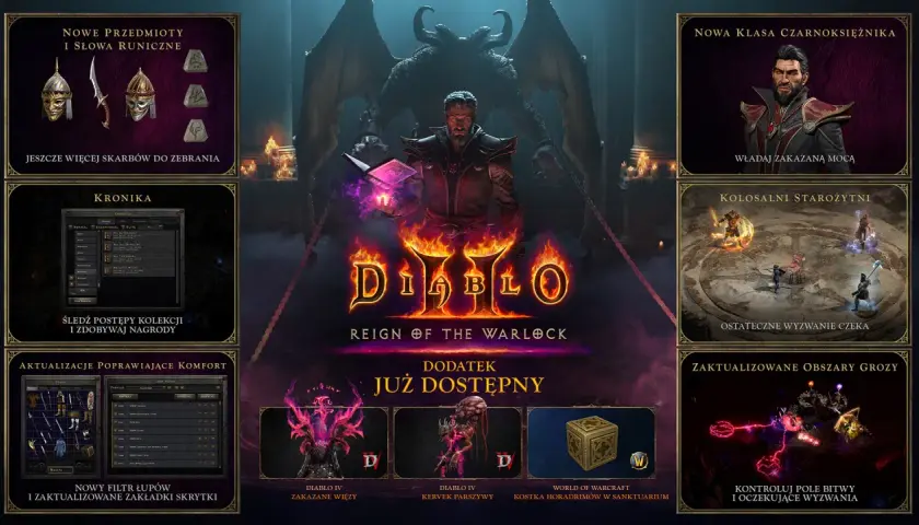Diablo 3 dodatki: nowe przedmioty, czarnoksiężnik, kronika, kolosalni starożytni i aktualizacje poprawiające komfort.