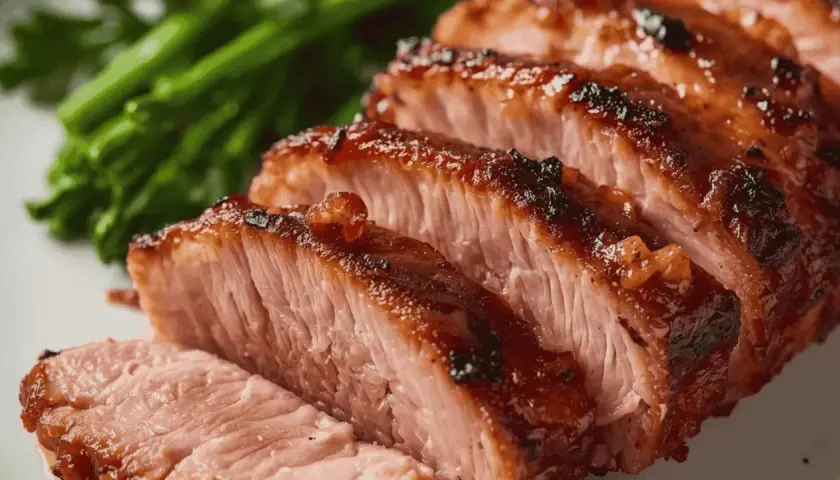 Tranches de magret de canard juteux, la peau caramélisée et croustillante, accompagnées d'une touche de verdure. Un délice pour les yeux et les papilles.