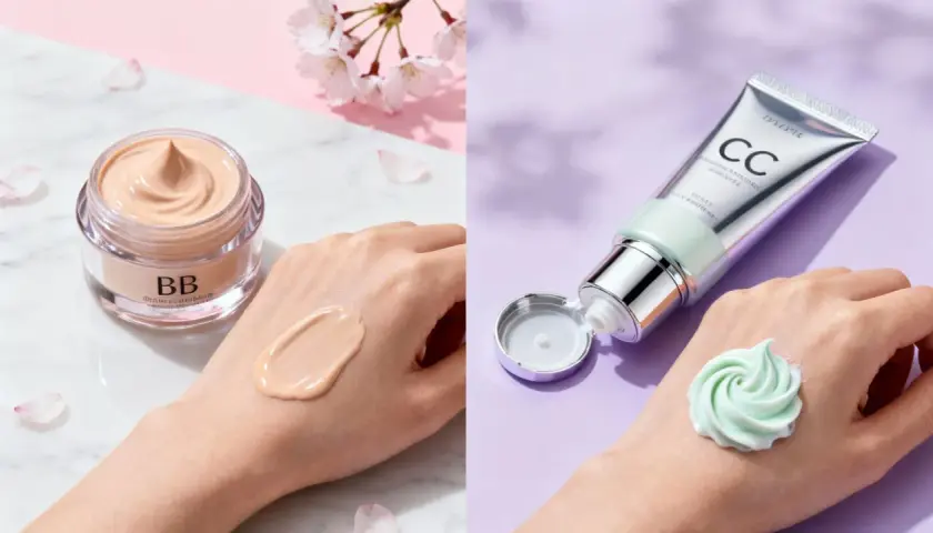 Här visas skillnad på BB cream och CC cream. BB cream i burk, CC cream i tub.