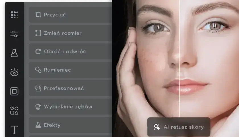 Użyj narzędzi do obrabiania zdjęć online, by wygładzić skórę i poprawić wygląd.