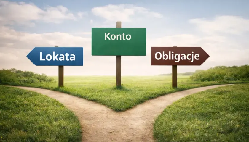 Rozdroże finansowe: ścieżka do konta, lokaty czy obligacji? Wybór zależy od Ciebie.