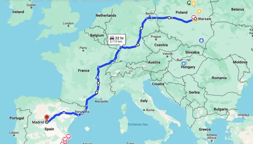 Ile km jest z Polski do Hiszpanii? Sprawdź najkrótsze trasy i czas podróży