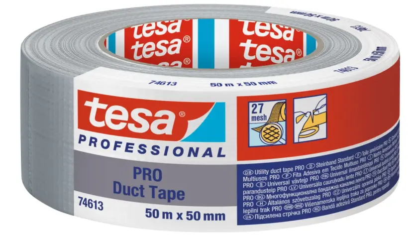 Rolka taśmy tesa PRO Duct Tape, 50 m x 50 mm, idealna do profesjonalnych zastosowań.