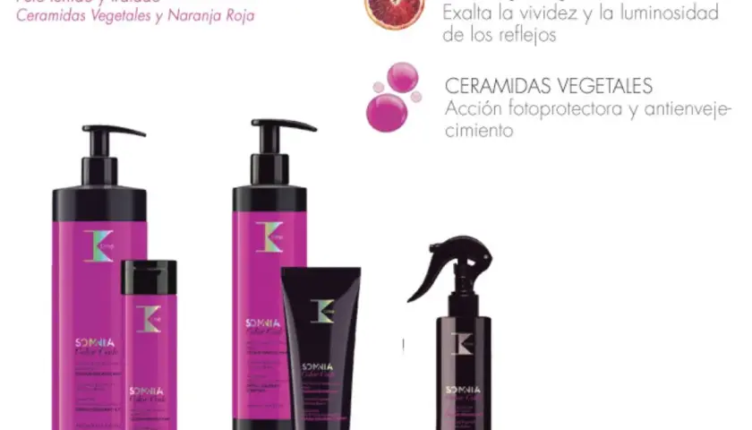 Productos Somnia Color Code para pelo teñido, con naranja roja y ceramidas vegetales. ¡Mechas sin amoniaco radiantes!
