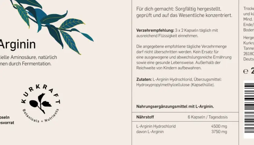 L-Arginin Kapseln: 3x2 täglich für optimale Ergebnisse. Die empfohlene L-Arginin Dosierung sorgt für eine ausgewogene Ernährung.