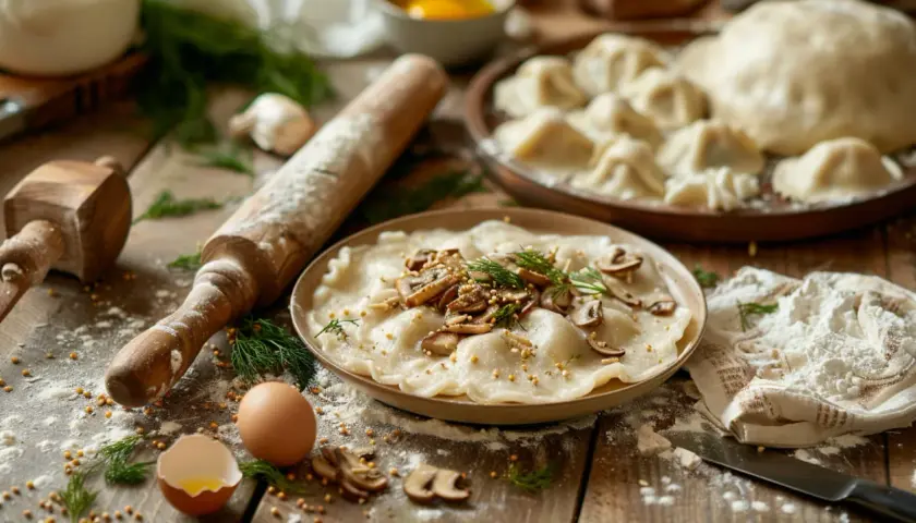 Pierogi z kaszą gryczaną i pieczarkami - kwestia smaku - przepis