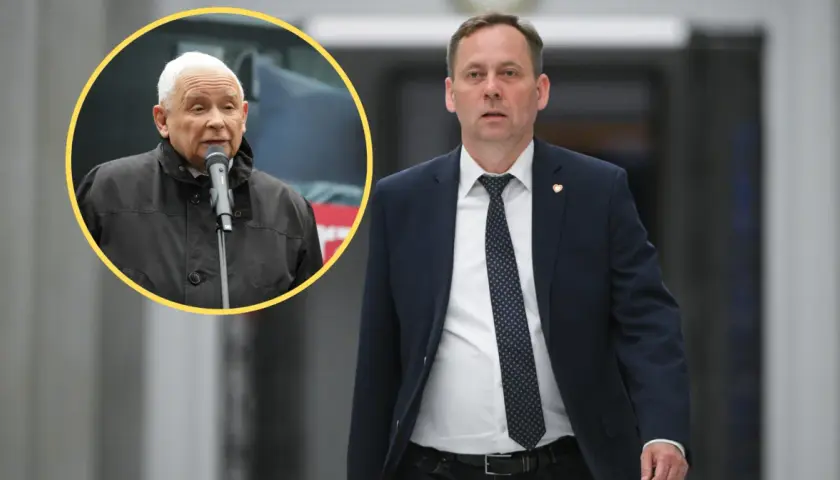 Jarosław Kaczyński przemawia, podczas gdy polityk KO idzie. Komentarze o drożyźnie zasypały media społecznościowe.