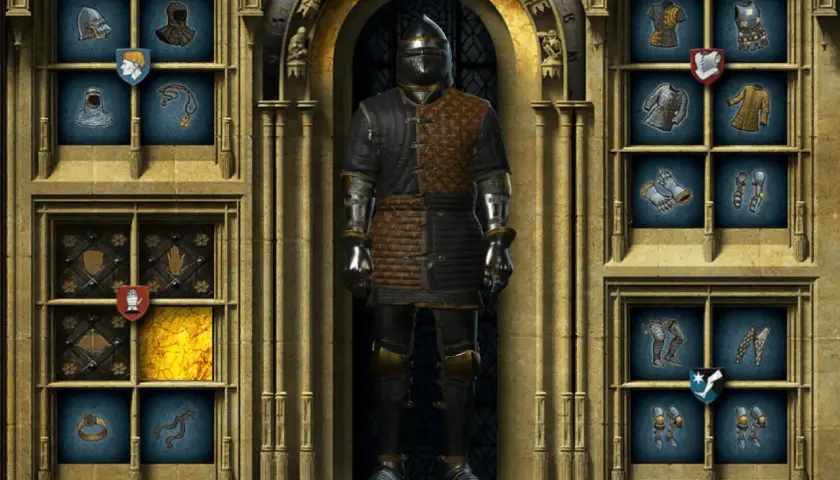Rycerz w zbroi, gotowy na przygodę w Kingdom Come Deliverance. Ta najlepsza zbroja zapewnia ochronę i styl.