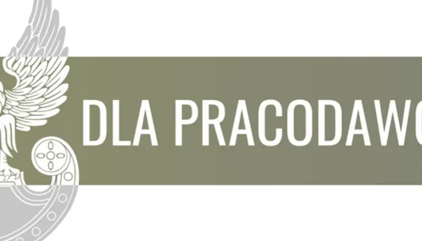 Herb Polski i napis "DLA PRACODAWCY". Może to być element karty powołania lub innego dokumentu.