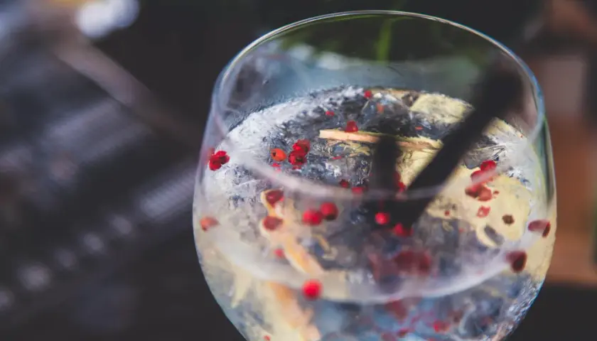 Orzeźwiający gin z lodem, plasterkiem cytrusa i czerwonym pieprzem, dodawanym do ginu dla aromatu.