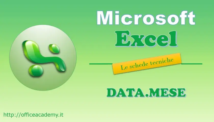 Logo Microsoft Excel e testo "DATA.MESE", utile per aggiungere mesi a una data.