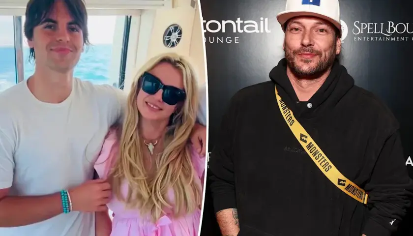 Sean Preston Federline z matką na łodzi i Kevin Federline na evencie.