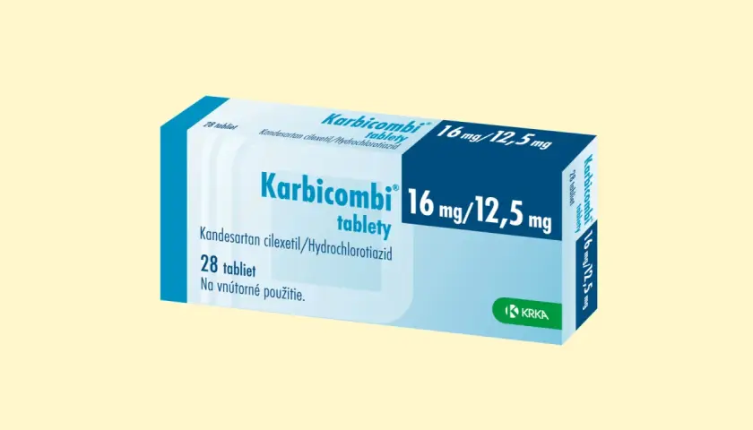 Opakowanie leku Karbicombi 16 mg/12,5 mg, zawierające 28 tabletek.