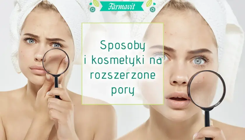 Dwie kobiety z ręcznikami na głowach oglądają swoje twarze przez szkło powiększające, pokazując rozszerzone pory.