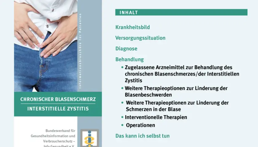 Mann mit Händen auf dem Unterbauch, Thema: Chronischer Blasenschmerz/Interstitielle Zystitis. Informationen zur Behandlung und Lebenserwartung.