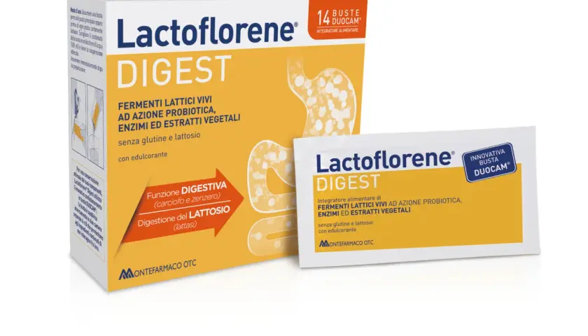 Lactoflorene Digest: il miglior fermento lattico per la digestione, con probiotici, enzimi e estratti vegetali. Senza glutine e lattosio.