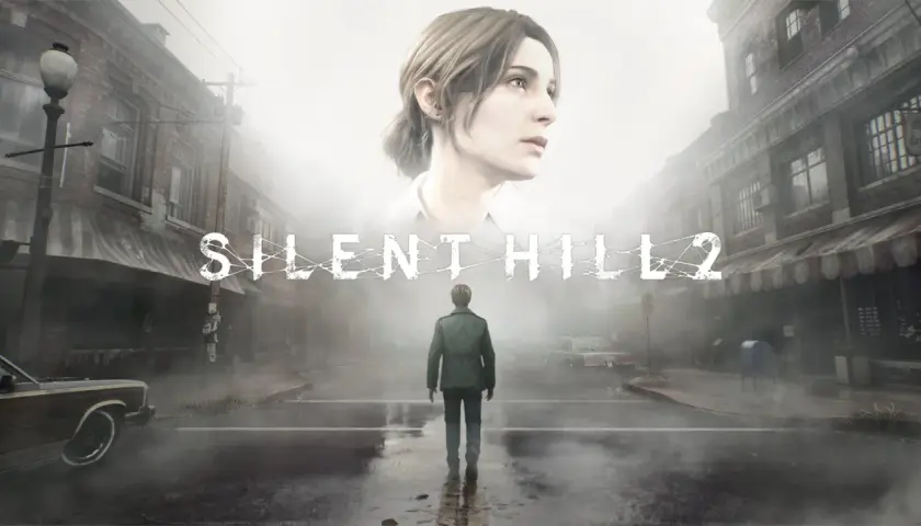 James Sunderland wchodzi w mglistą ulicę Silent Hill 2, pod spojrzeniem Marii.