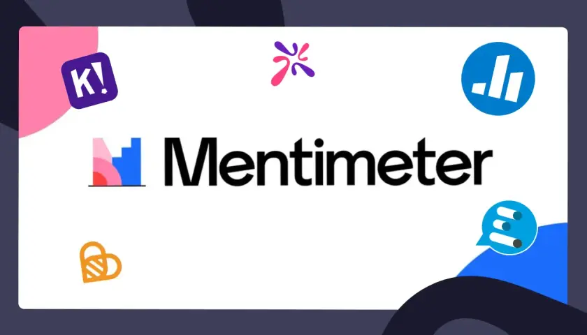 Entdecke Alternativen zu Mentimeter kostenlos! Logos von Kahoot!, Slido und anderen Tools für interaktive Präsentationen.