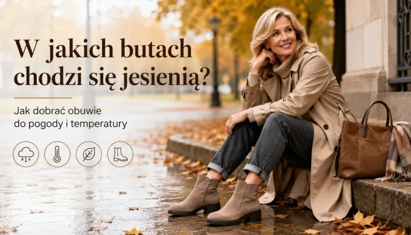 Elegancka kobieta w beżowym płaszczu i stylowych botkach, idealnych na jesienną pogodę. Wskazówki, jak dobrać obuwie, by cieszyć się komfortem. Różne marki butów oferują modele na każdą okazję.