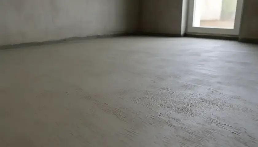 Świeżo wylana posadzka betonowa. Zastanawiasz się, ile cementu na kubik betonu potrzeba do uzyskania takiej powierzchni?
